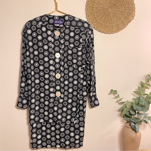 Vintage 1980s April Ray Polka Dot Retro Dress - Picture 2 of 7